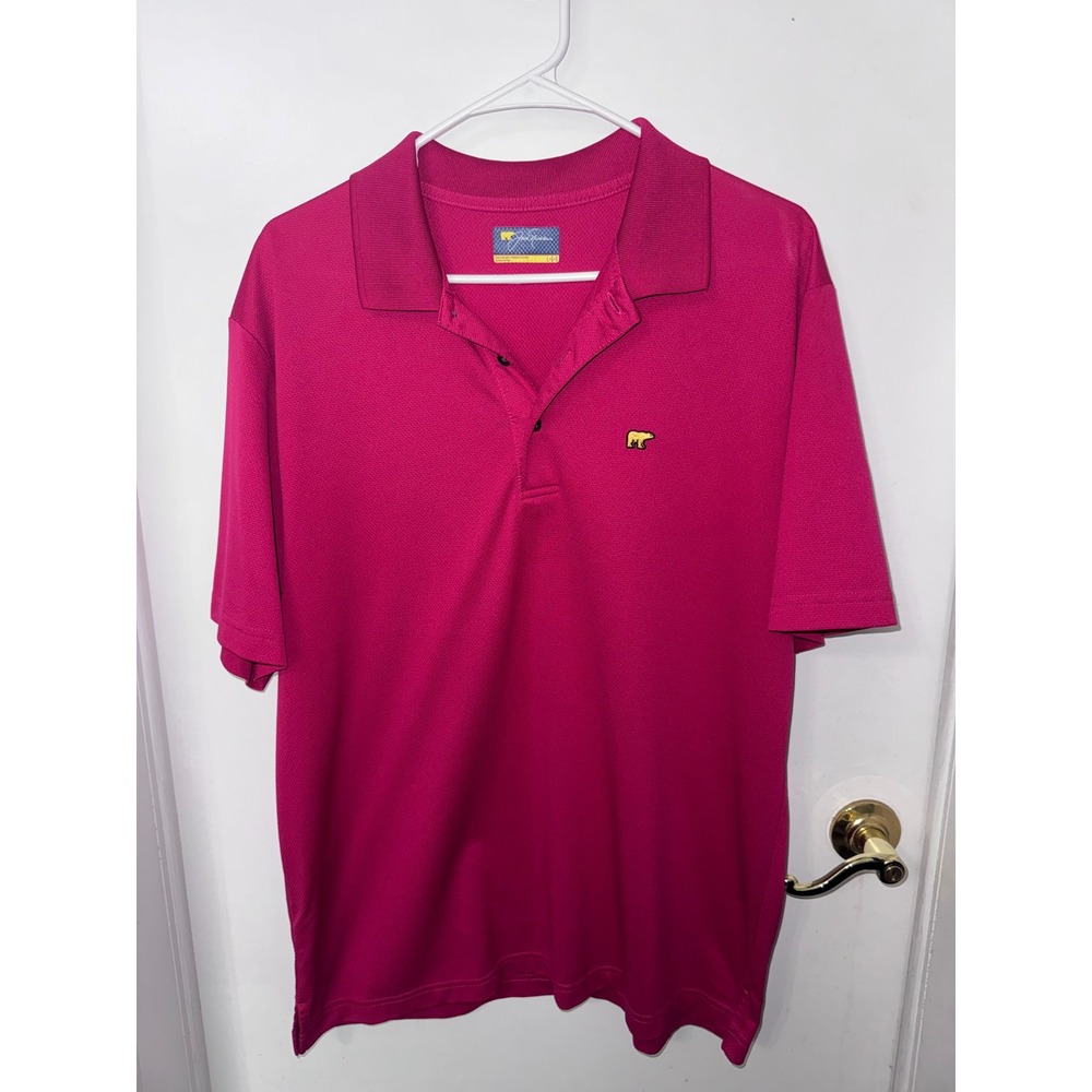 Jack Nicklaus Golden Bear Mens Pink Performance Mesh Golf Polo Shirt Size Large